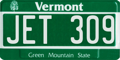 VT license plate JET309