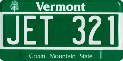 VT license plate JET321