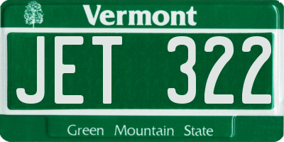 VT license plate JET322