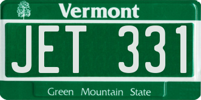 VT license plate JET331