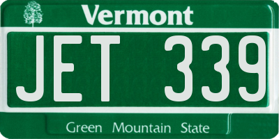 VT license plate JET339