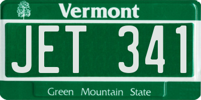 VT license plate JET341