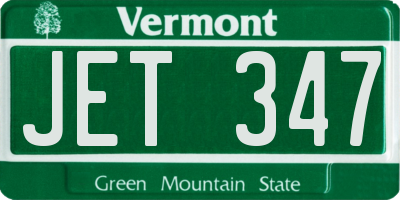 VT license plate JET347