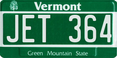 VT license plate JET364