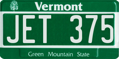 VT license plate JET375