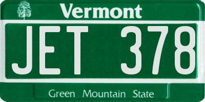 VT license plate JET378