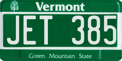 VT license plate JET385