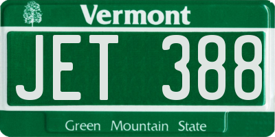 VT license plate JET388