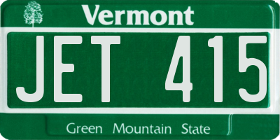 VT license plate JET415