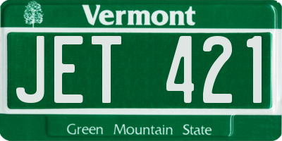 VT license plate JET421