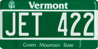 VT license plate JET422