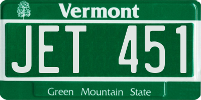 VT license plate JET451