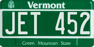 VT license plate JET452