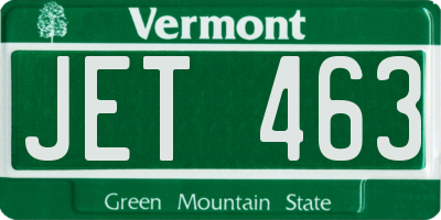 VT license plate JET463
