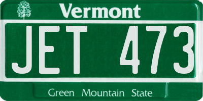 VT license plate JET473