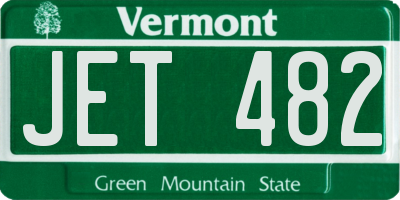 VT license plate JET482