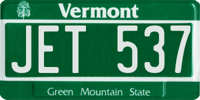 VT license plate JET537