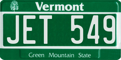 VT license plate JET549