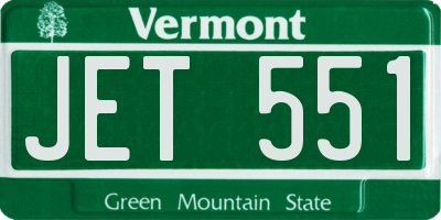 VT license plate JET551