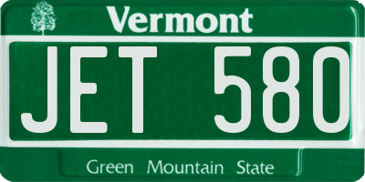 VT license plate JET580