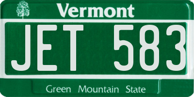 VT license plate JET583