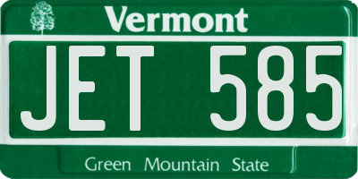 VT license plate JET585