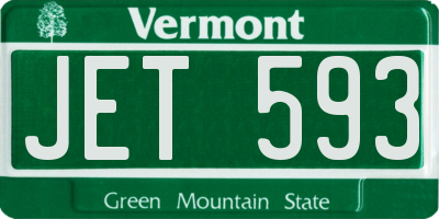 VT license plate JET593