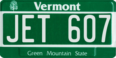 VT license plate JET607