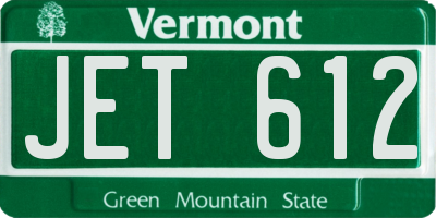 VT license plate JET612
