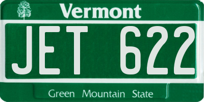 VT license plate JET622