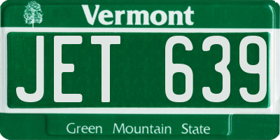 VT license plate JET639