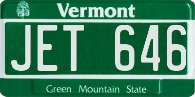 VT license plate JET646