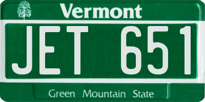 VT license plate JET651