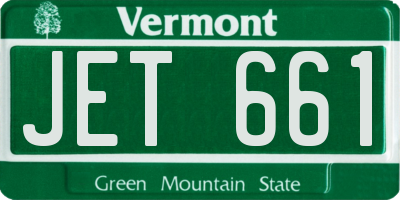 VT license plate JET661