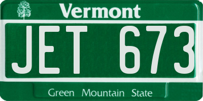 VT license plate JET673