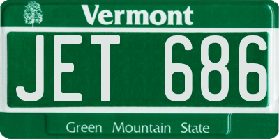 VT license plate JET686
