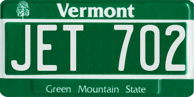 VT license plate JET702