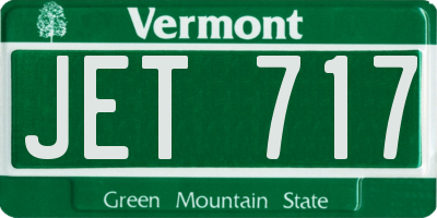 VT license plate JET717