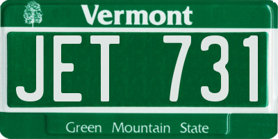 VT license plate JET731
