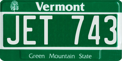 VT license plate JET743