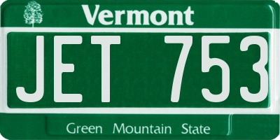 VT license plate JET753