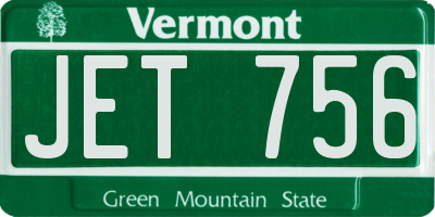 VT license plate JET756