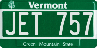 VT license plate JET757