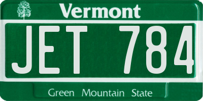 VT license plate JET784