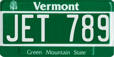 VT license plate JET789