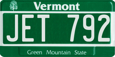VT license plate JET792