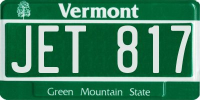 VT license plate JET817