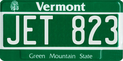 VT license plate JET823