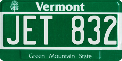 VT license plate JET832