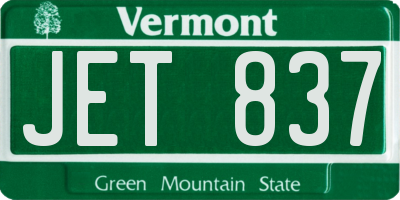 VT license plate JET837